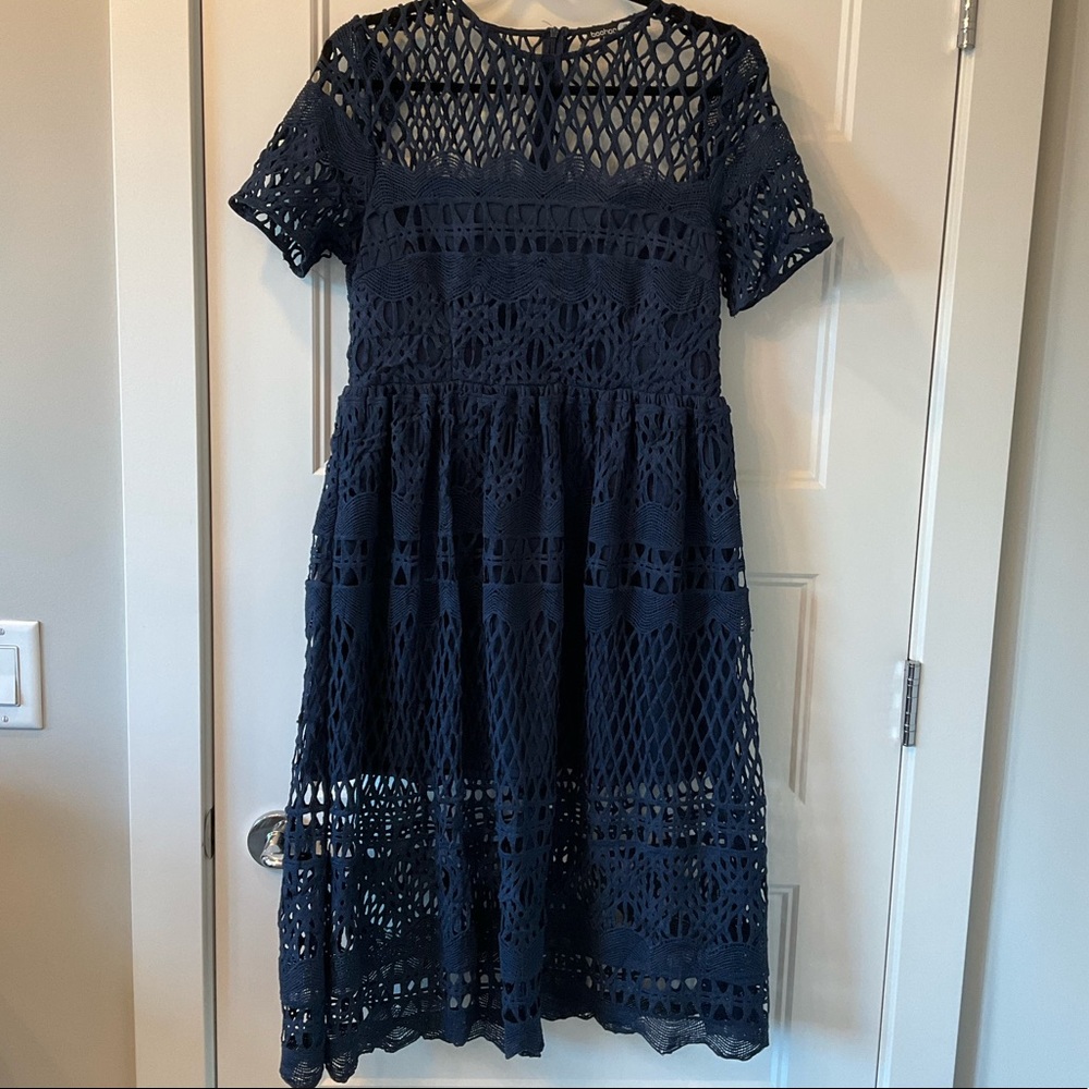 Boohoo Navy Crochet Midi Dress - Picture 3 of 7
